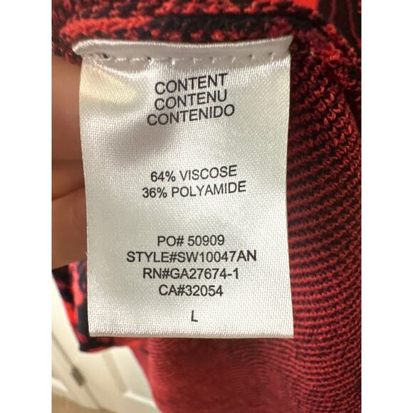 Anthropologie Eva Franco Ruffled Floral Knit Mini Sweater Dress Red Size L - Picture 8 of 9